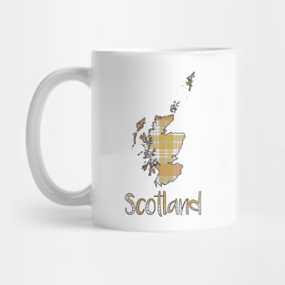 Scotland Metallic Tone Christmas Tartan Map Typography Design Mug